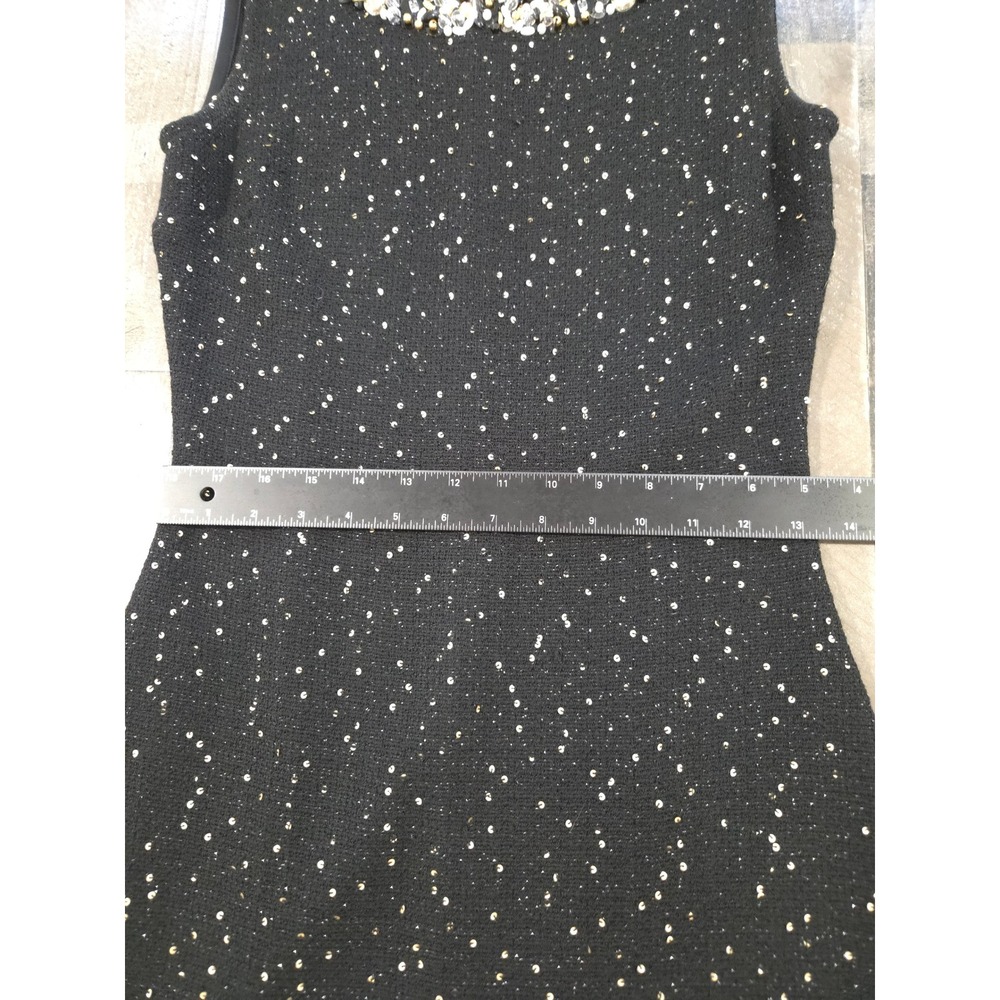 St John Couture Black Sequin Santana Knit Hand Beaded Dress Size 2 Made in USA - Picture 13 of 16